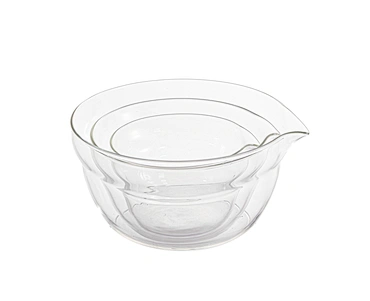 High borosilicate glass mixing bowl with spout